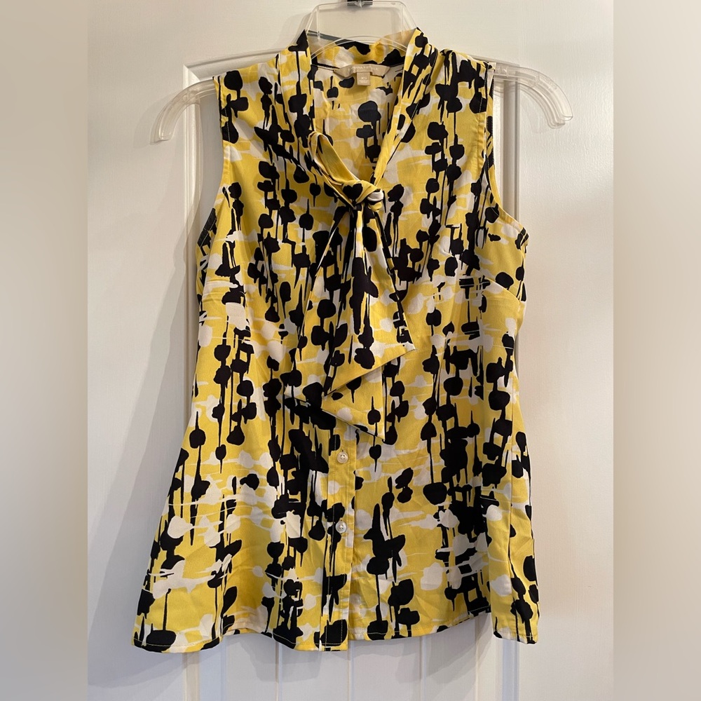 Banana Republic yellow print blouse, size XS